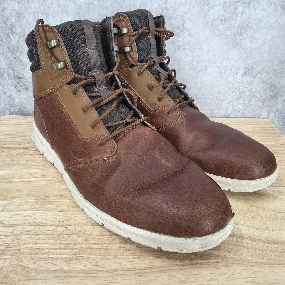 Timberland Graydon‎ Boots Mens 11 Brown Leather Hi Top Casual Sneakers A1OEE